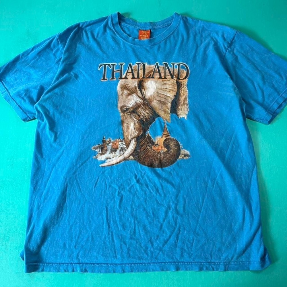 Vintage 90s Thailand elephant tee 1990s Thailand nature elephant graphic t shirt